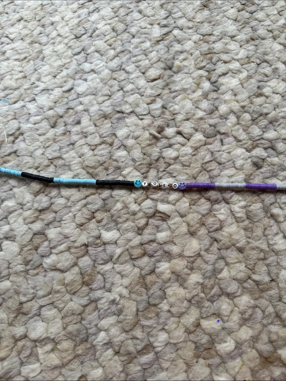 Handmade Beaded 'YOLO' Bracelet - Blue, Black, Purple